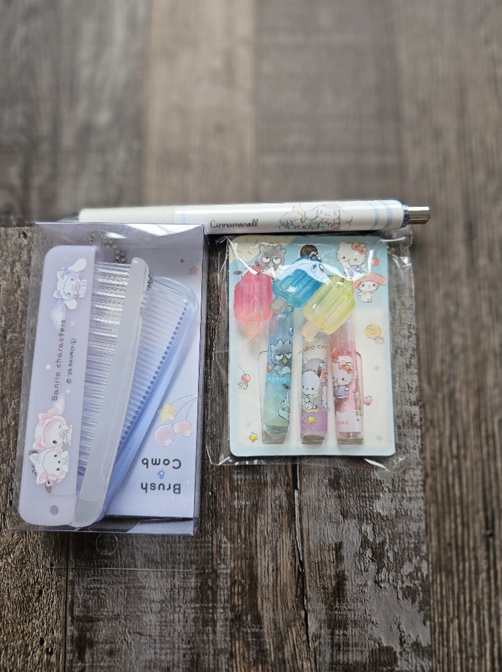 Sanrio Set Pencil Caps, Foldable Comb, Pen